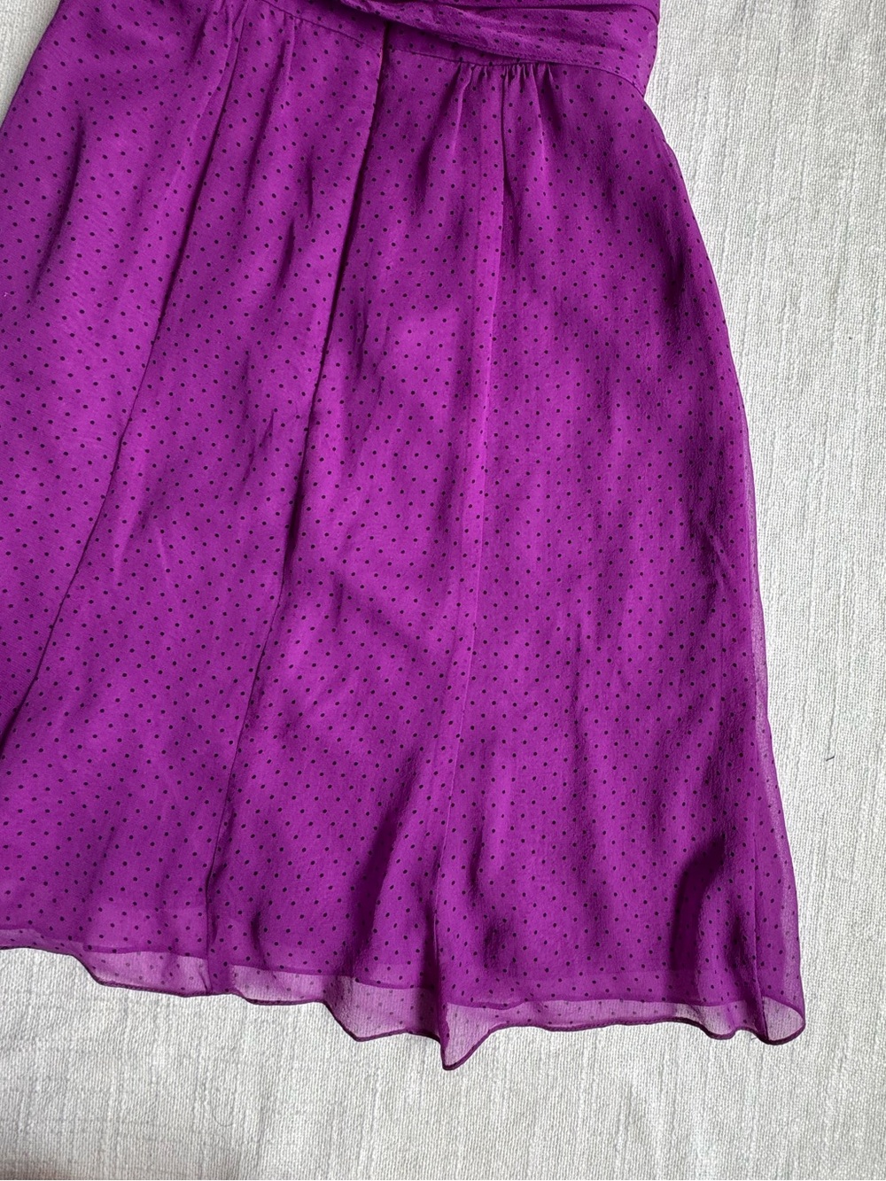 Nanette Lepore Dress Violet Polka Dot Strapless Tie-Waist 100% Silk SZ 0 - Picture 7 of 14